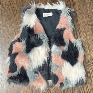 Girls Maison Jean Bourget Multicolor Faux Fur Vest